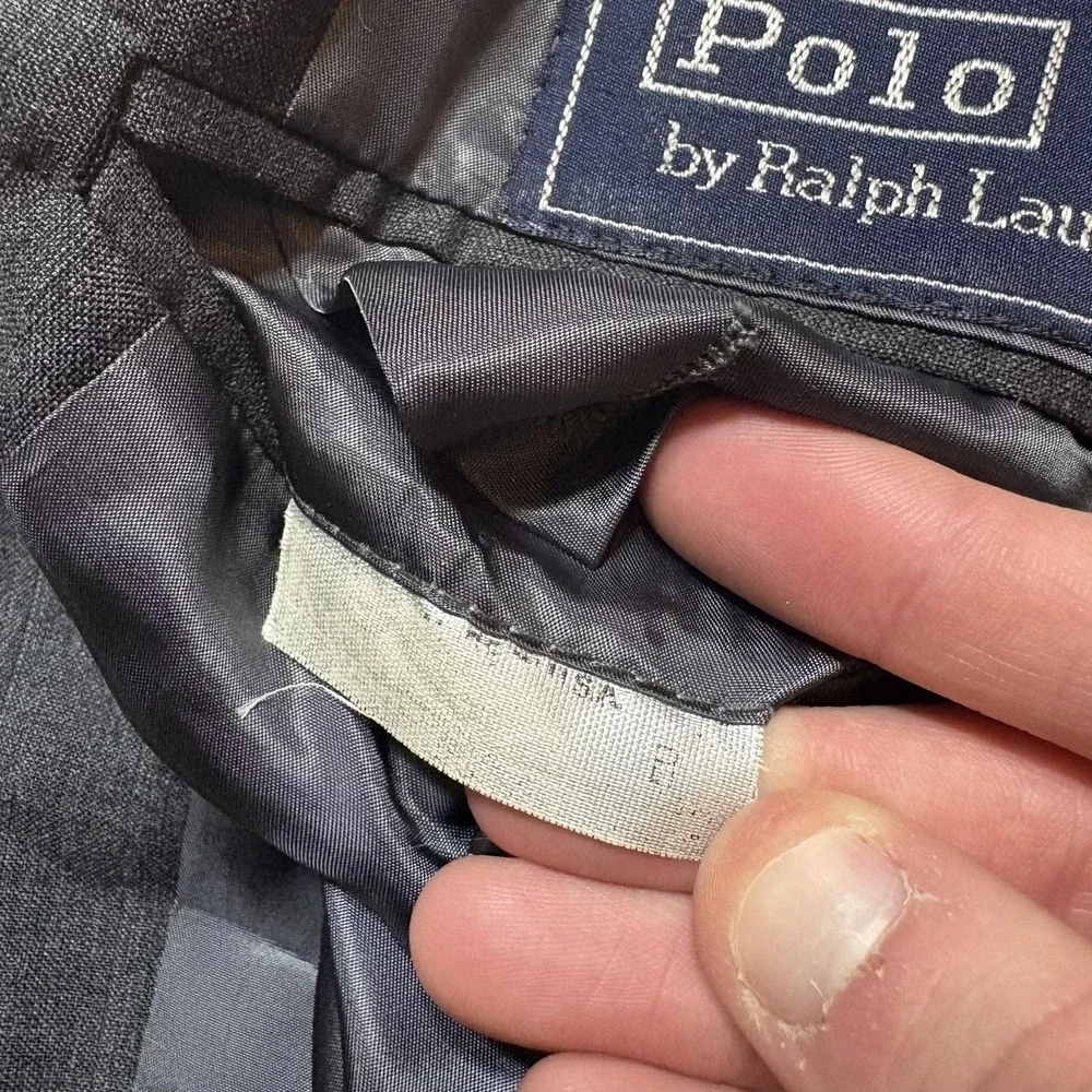 Vtg Polo By Ralph Lauren Blazer Mens 42 Gray Wool Pinstripe Suit Jacket 80s